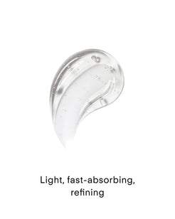 Clear, lightweight gel texture swatch of Z Clear Shikimic Hydroxy-Biome Facial Serum