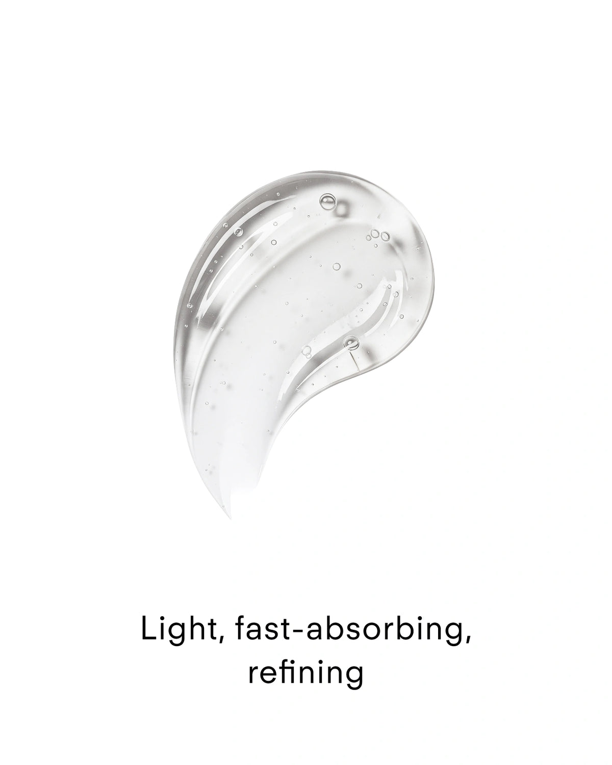 Clear, lightweight gel texture swatch of Z Clear Shikimic Hydroxy-Biome Facial Serum